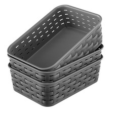 3 Pack Small Plastic Basket, Storage Bin Baskets for Small, 3 Drak