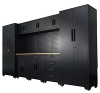 9 Piece Garage Storage System Black Extra Large With Worktop 330 * 193 * 41 CM