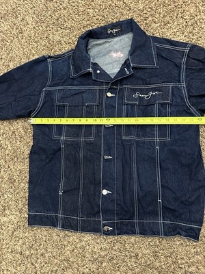 Vtg 90s Sean John Denim Jean Jacket Hip Hop Embroidered Mens Size