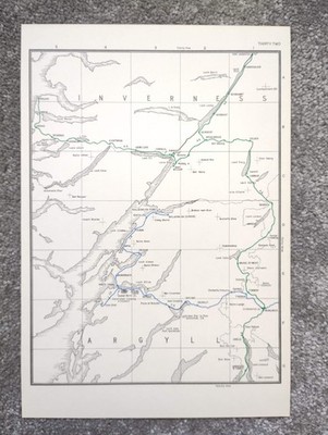 Vintage 1980 Karte zeigt vor Gruppierung Eisenbahnlinien von Argyll & Inverness