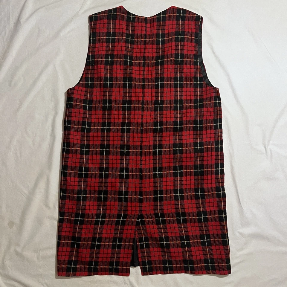 Vestido tipo jersey vintage Sag Harbor mezcla de lana a cuadros vacaciones sin mangas rojo 18 Foto 2 de 4