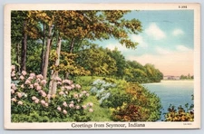 Greetings From Seymour Indiana Jackson County IN Scenic View 1937 Postcard