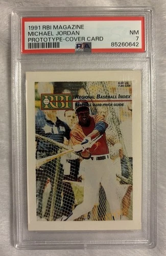 1991 RBI Magazine Michael Jordan Prototype-Cover Card PSA 7! RARE! 🔥