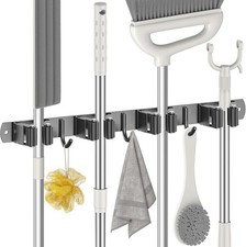 Porta Scope Parete, Portascope da Muro con 4 Supporti e 3 Ganci, Appendi Scope