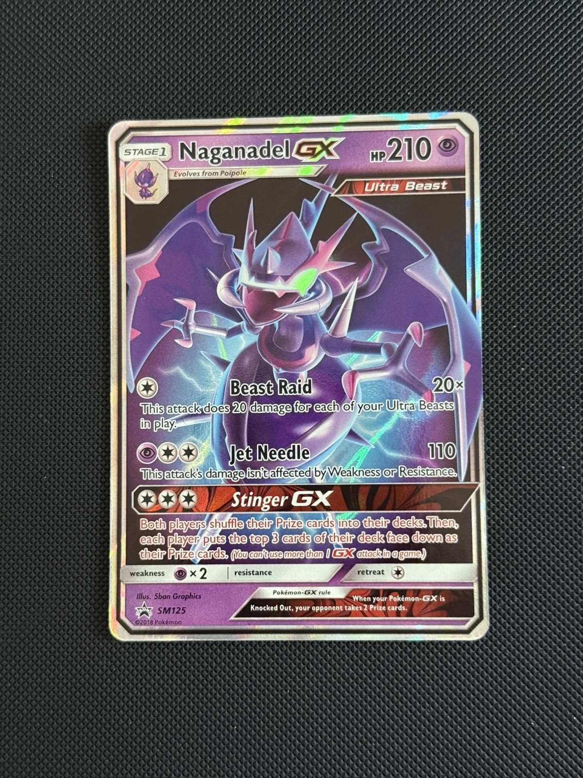 Naganadel GX SM125 Black Star Promo Holo Pokémon Card Near Mint
