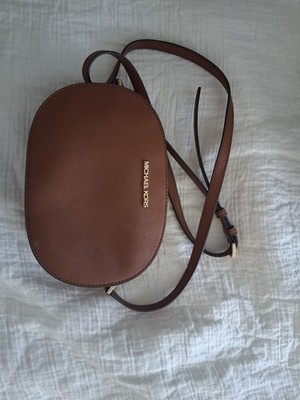 Michael Cors Brown Leather Shoulder Bag Crossbody Purse jet set