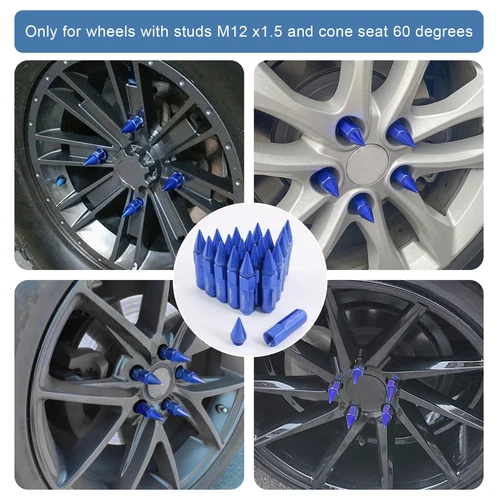 Cap Spiked Racing Wheel Lug Nuts 20PCS M12 x 1.5mm 60mm Arrow Style New - Picture 57 of 66