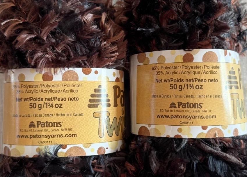 2 Patons Twister Yarn Color # 05013 Chocolate Twist 47 Yds Ea 1 3/4 Ounces 50 G - Image 3 of 3