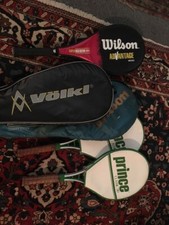 4 Wonderful pre-owned Tennis rackets and case- Prince,Wilson etc