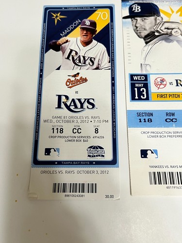 TAMPA BAY RAYS BASEBALL MLB- 2012/2015 TICKETS FLORIDA - Picture 3 of 3