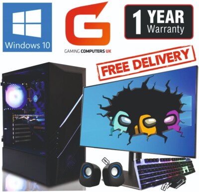 Gaming PC COMPUTER BUNDLE Core i7 16GB 480GB + 2TB GTX 1650 Win10 22''