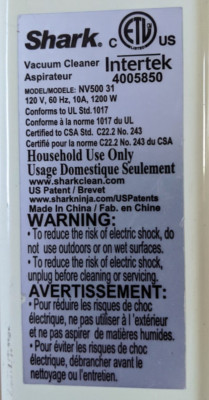 SH92) SHARK POWERED LIFT-AWAY PROFESSIONAL VACUUM PARTS NV500 31 ROTATOR BLUE