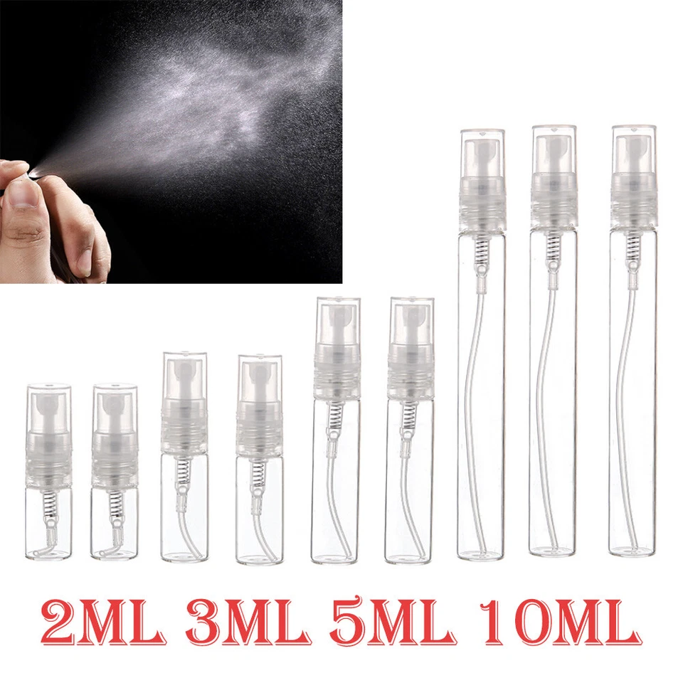 2-10ml Glasflaschen Nebel Sprühflasche nachfüllbar Parfüm Probe Behälter klar