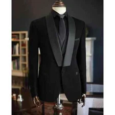 Men Suits 3 Piece Jacket Pants Vest Blazer Outfits Set Wedding Evening Party 