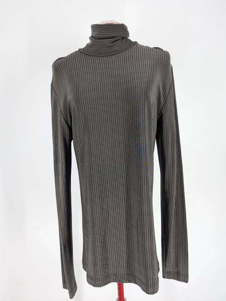DKNY Donna Karan Fall 96 Sample Bodycon Vertical Stripe Stretchy Turtleneck 36" - Image 2 of 4