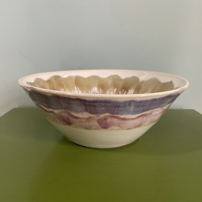 JOY CERAMICS Studio Ceramic Fruit Bowl 9-1/2  Greenfield, Massachusetts Signed