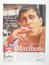 Vintage 1950s Marlboro Cigarette Print AD Pool Man Smoking Retro Decor
