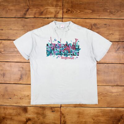 Vintage Oneita Single Stitch T-Shirt Grafik 2XL 90s USA Made Thrashed Green