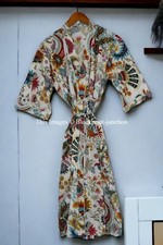 Indian Vintage 100 Cotton Long Kimono Robe Beach Maxi Kaftan One Size Kimono