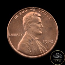 1970 D Lincoln Memorial Cent Red from US Mint Set BU High Grade++