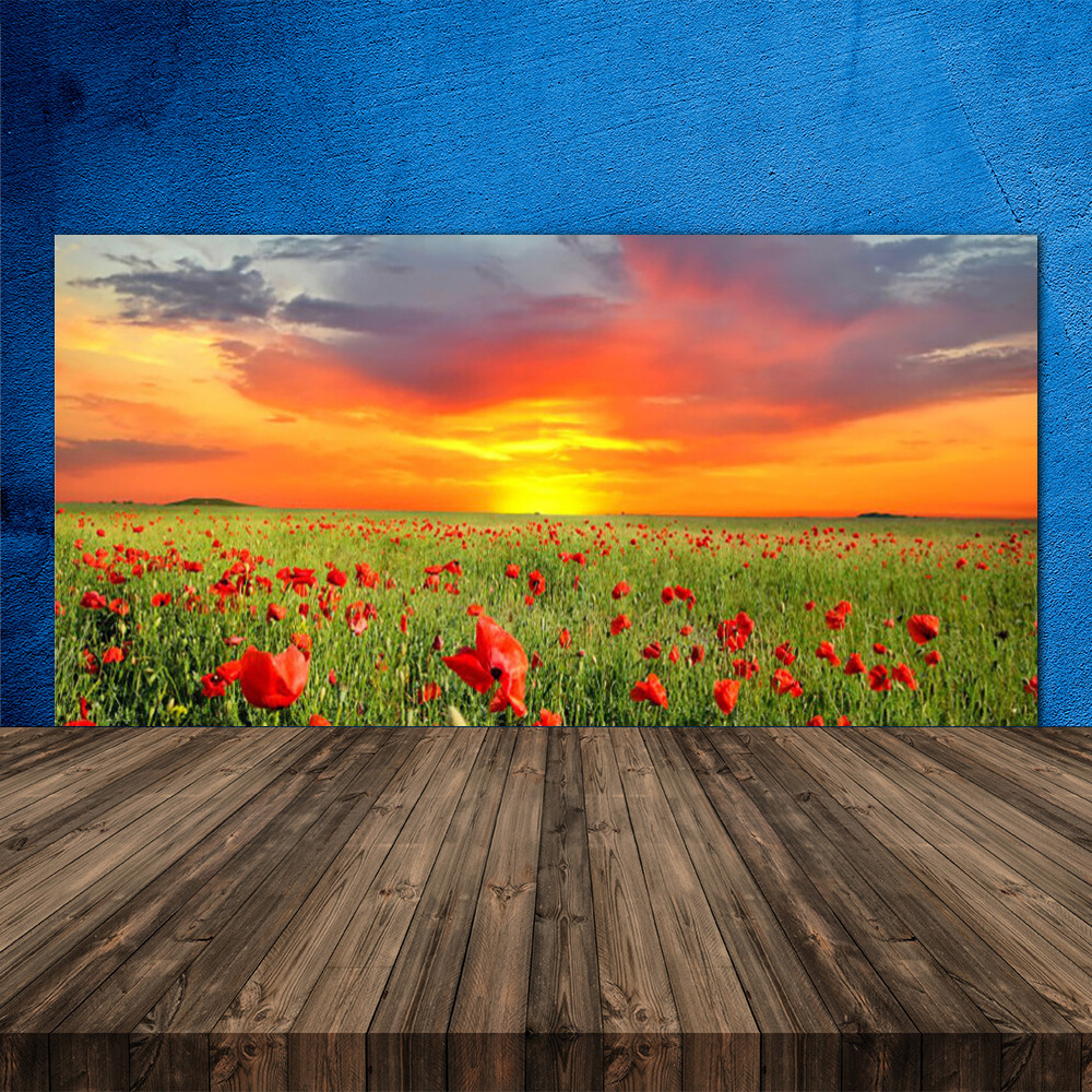 Crédence de cuisine en verre trempé 120x60 imprimé floral premium