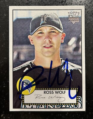 2007 Topps 52 ROSS WOLF Signed On Card autograph AUTO MARLINS A'S