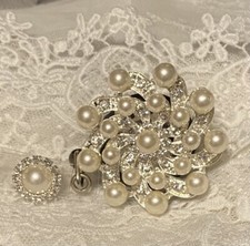 New Handmade Rhinestone with Pearl...ID Badge Reel