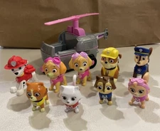 (Lot of 10) Paw Patrol Various Mixed 2" Figures & Spin Master Helicopter Toys