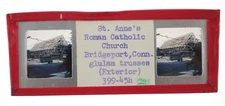 Stereo realist slide -St. Anne Church Bridgeport CT construction ~1956 #291