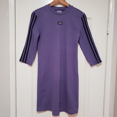 Adidas Dress Women 3-Stripes Trefoil Stretch Knit Bodycom Purple Small S. |  eBay