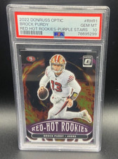 BROCK PURDY - 2022 Donruss Optic RED HOT ROOKIES PURPLE STARS #d 06/25 - PSA 10