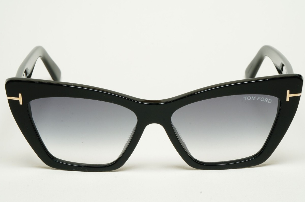 Tom Ford Sunglasses Wyatt Black Grey Gradient Thick Cat Eye FT0871 