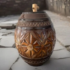 Keg 8” Carved primitive WINE WHISKEY Barrel Vintage CASK Plugs Corks #41