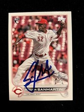 REIVER SANMARTIN Signed Autograph Topps 2022 Series 2 Two Baseball Card Reds 619