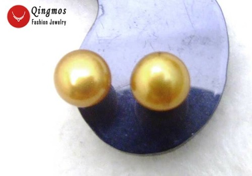 7-8mm Brown Round Natural Freshwater Pearl Earring for Women & Silver Stud e348 - Picture 4 of 5