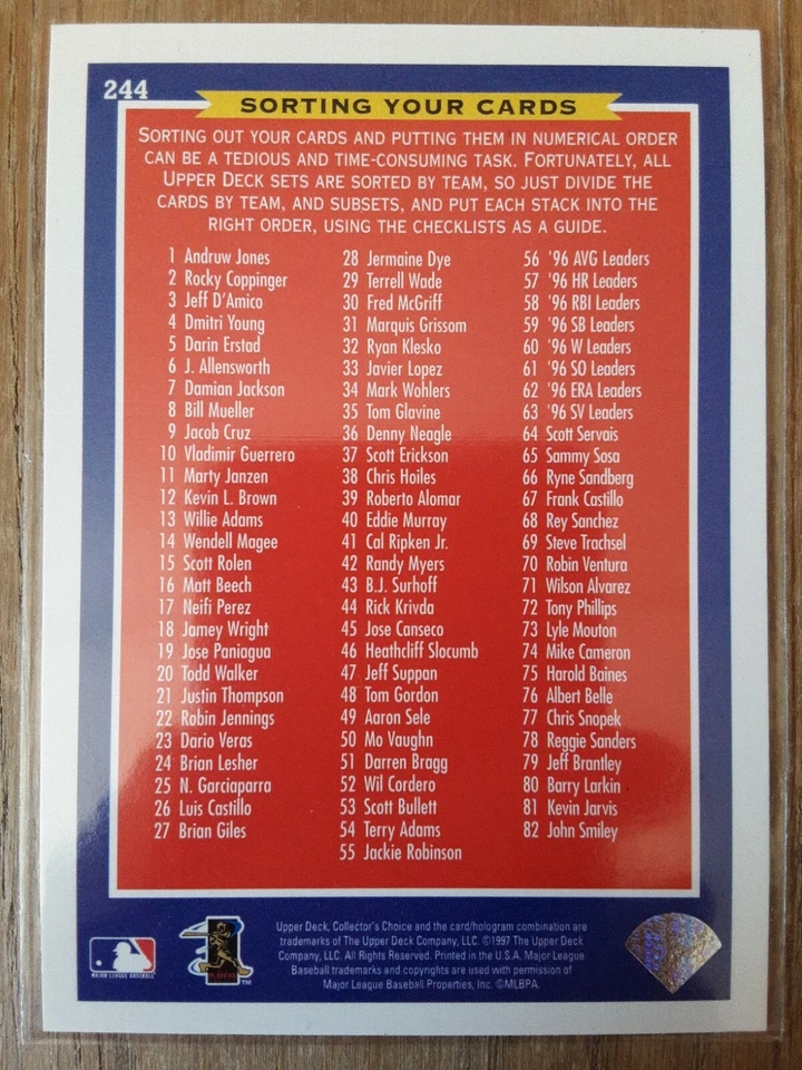 KEN GRIFFEY JR 1997 Upper Deck Collector's Choice #244 - COLLECTING 101 - Image 2 of 2