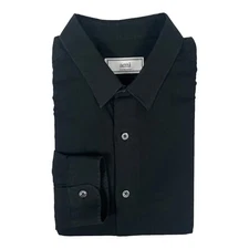 Ami Alexandre Mattiussi Black Lightweight Cotton Mens Button Front Size 43