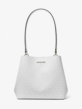 Michael Kors Pratt Medium Signature Logo Shoulder Bag White New With Tags