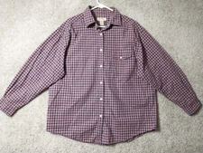 Eddie Bauer Shirt Womens Extra Large Red Blue Check Button Up Ladies