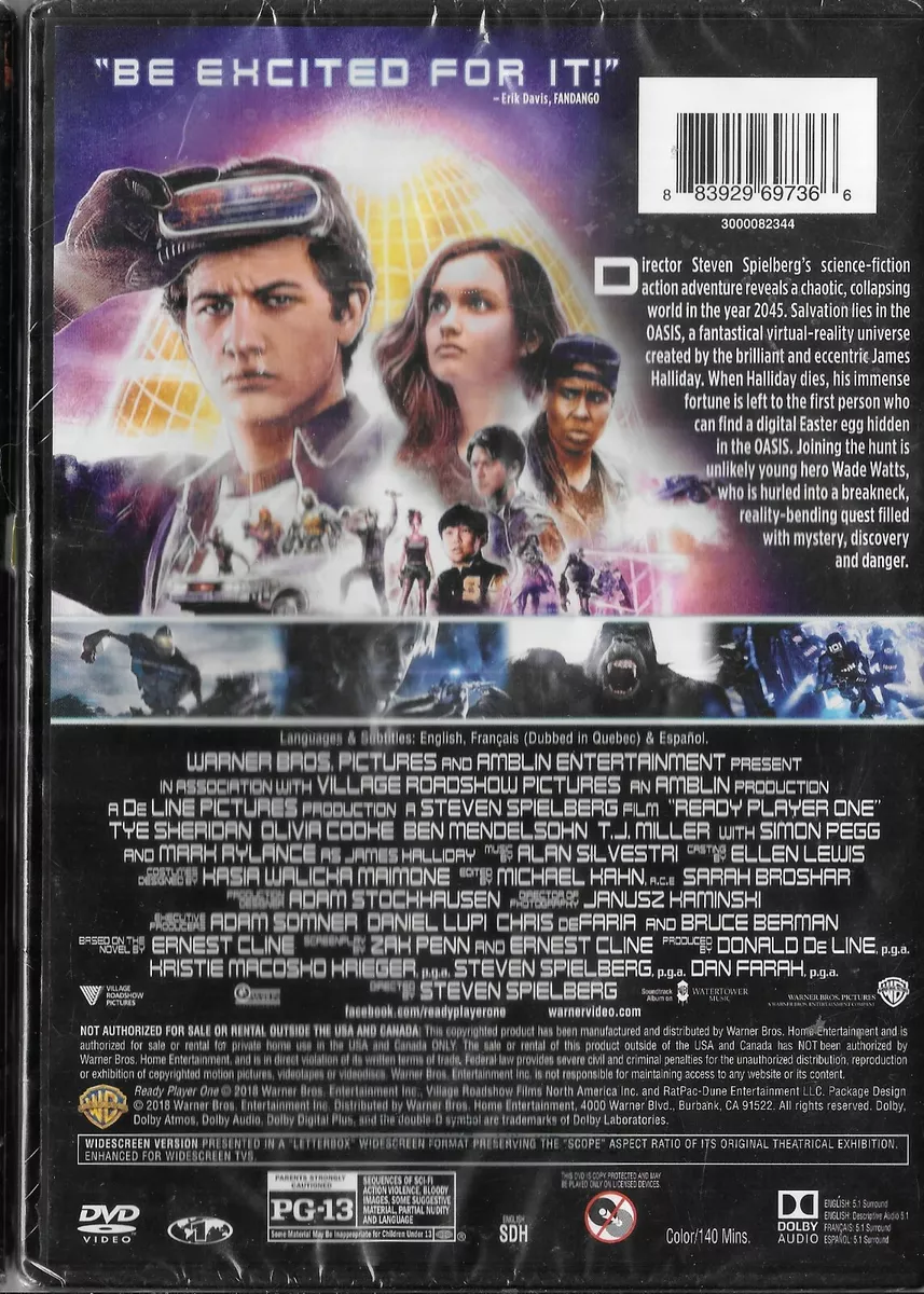 Ready Player One (DVD) : Ernest Cline: : Movies & TV