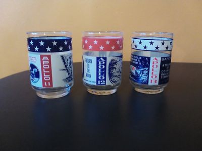 Set of 3 Vintage Apollo Glasses - Apollo 11, 12 and 13