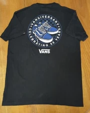 Vans Sneaker Silver Anniversary 55 years Graphic Tee Sz LG Skate boarding Black