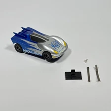 Micro Scalextric Demon Flyer 1/64 Scale Slot Car Blue w/ Spare Braid Contacts