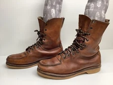 VTG MENS CHIPPEWA MOCCASIN WORK BROWN BOOTS SIZE 9.5 D