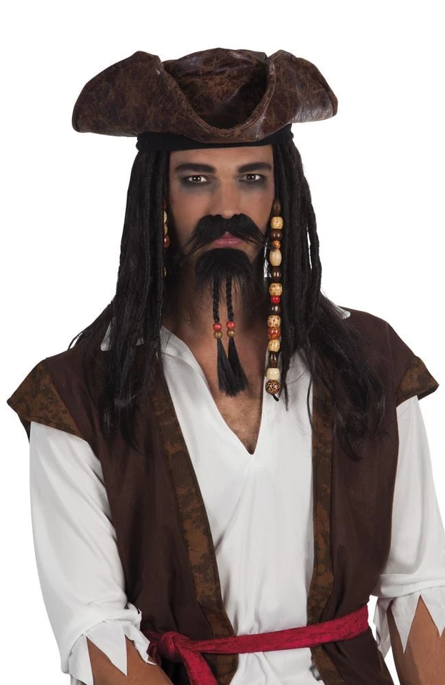 BOLAND PIRATE MOUSTACHE AND BEADED BEARD SET JACK SPARROW STYLE