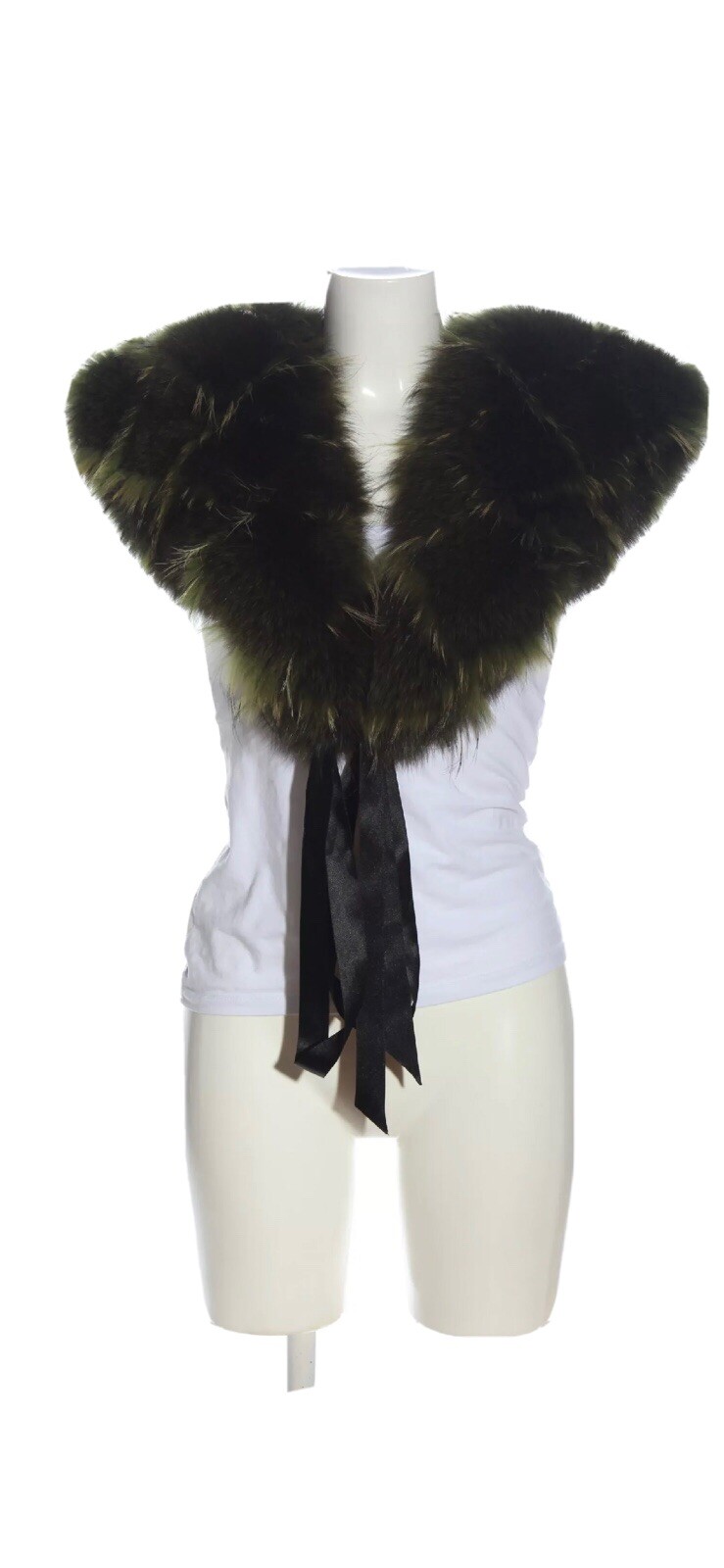 Mugler Fur Stole Fox Green Real Fur Fur Stole