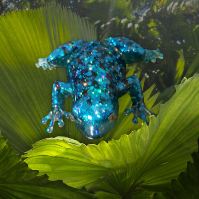 Frog Blue Chunky Glitter Handcrafted resin figure