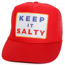 Feelin Friday Keep It Salty Trucker Hat Unisex One Size Red Mesh Back NEW