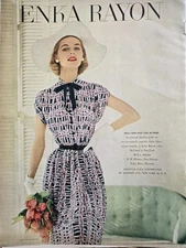 1951 Womens Nelly Don Enka Rayon Print Dress Vintage Fashion Ad 