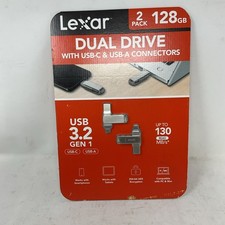 Lexar 128GB 2-in-1 Dual Flash Drive USB-C and USB-A Mac-Android- PC  2 PACK